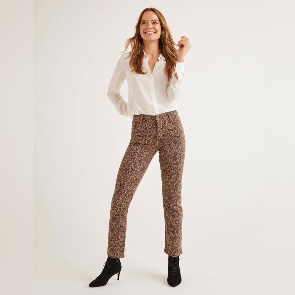 Boden leopard print straight leg‎ pants 14L